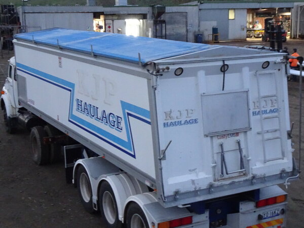 The old roll-over tarp on Brendan Nash's semi-trailer