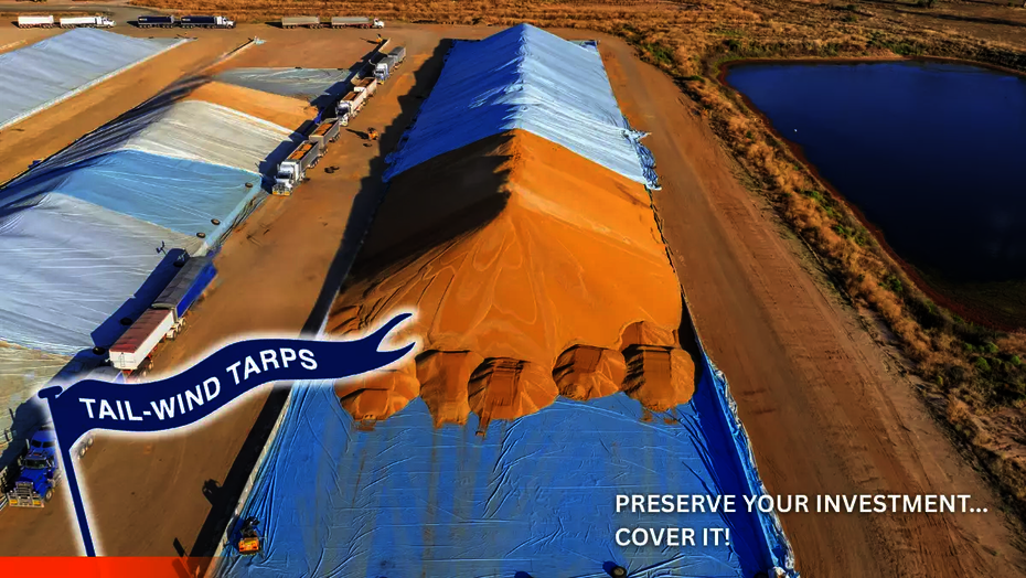 An Ellis and Sons Group grain bunker cover and ground sheet in Coonamble, NSW