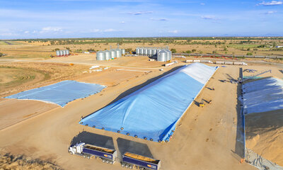 A Tail-Wind Tarp grain bunker cover in Coonamble, NSW.